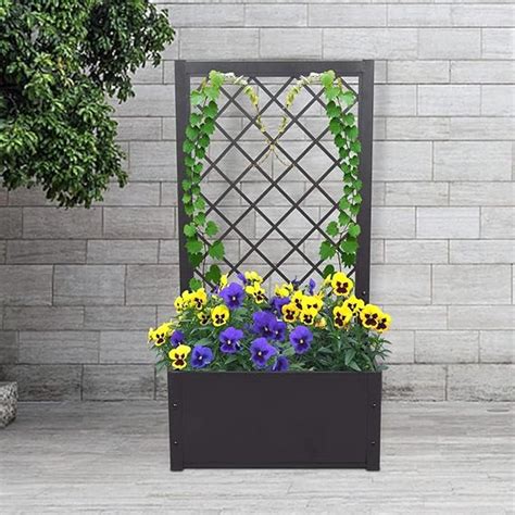 metal trellis with planter box|planter boxes with trellis attached.